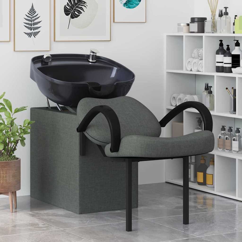 vidaXL Stuhl Shampoo Stuhl Dunkelgrau und Schwarz 136 x 60 x 92 cm Stoff (1 St)