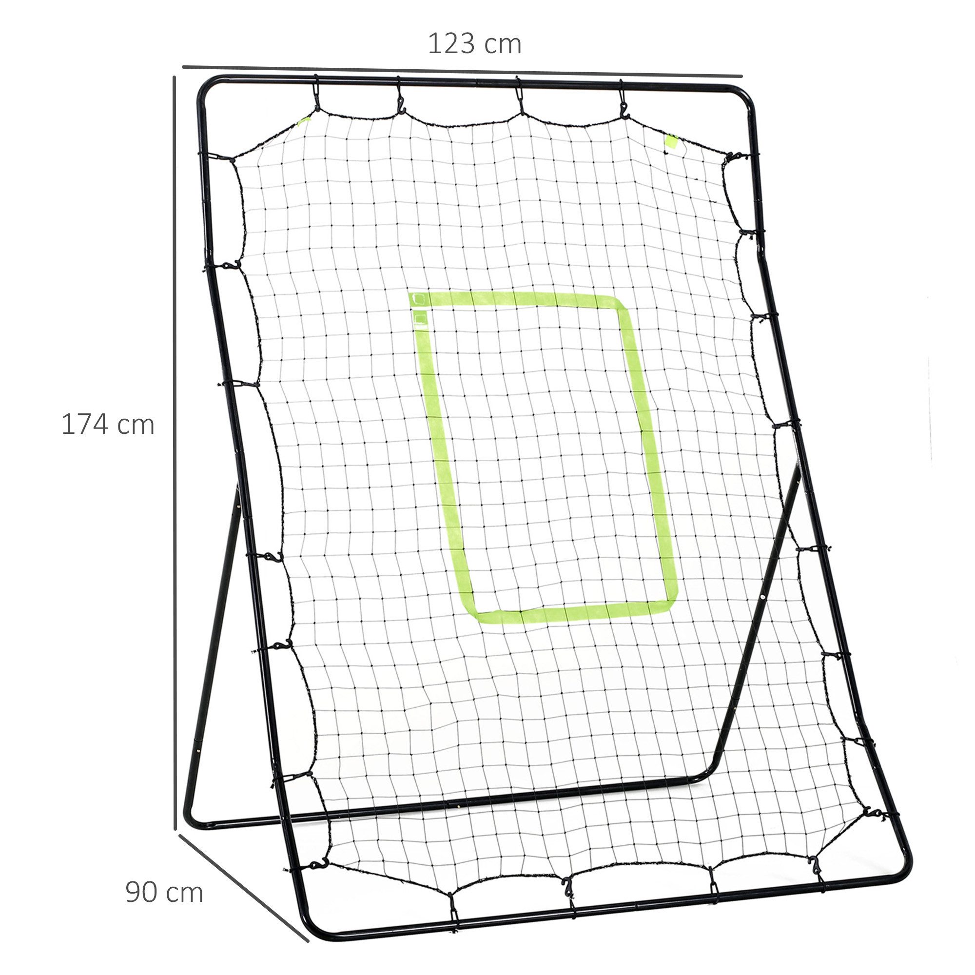HOMCOM Rebounder Baseball Rebounder mit Schlag-Zone, (PitchBack, 1-St., Tragebar Rückprallwand Netz), für Baseball, Fußball, Metall, Schwarz, 123 x 174 cm
