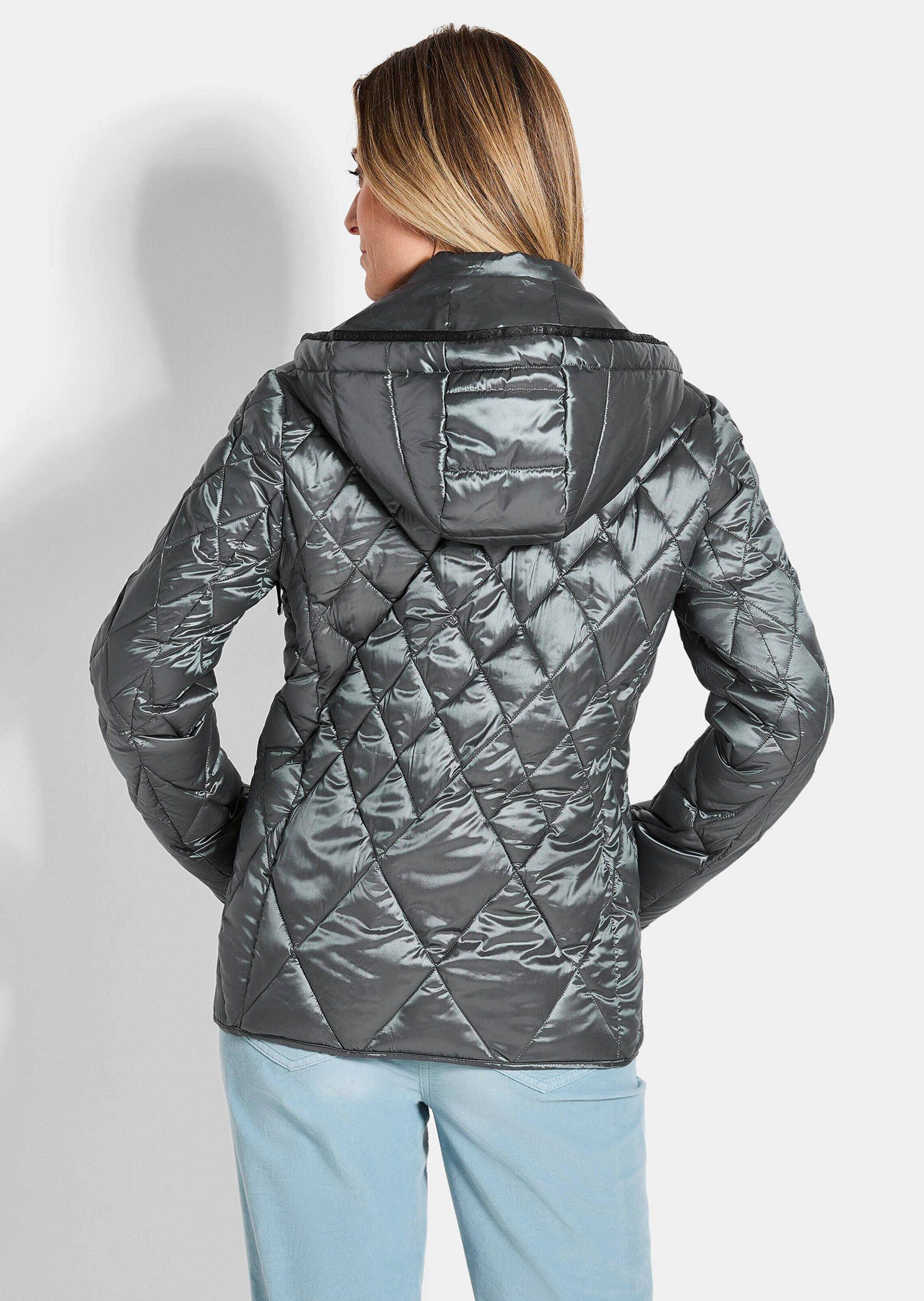GOLDNER Outdoorjacke Kurzgröße: Winterjacke mit Metallic-Glanz Kapuzenjacke mit Stehkragen, 2-Wege-Reißverschluss und Langarm