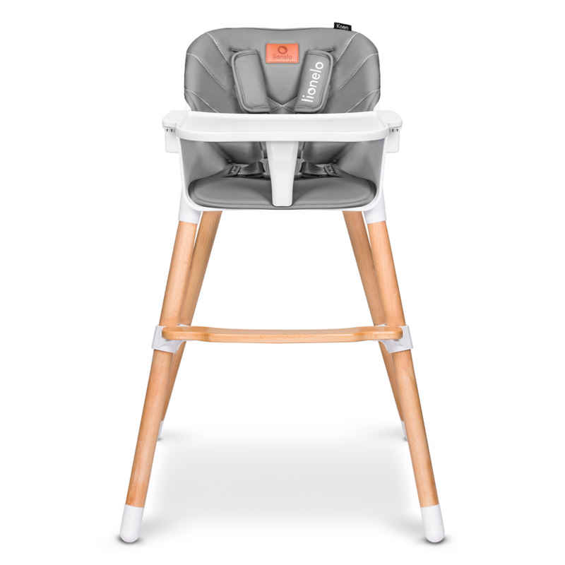 lionelo Hochstuhl Koen (TOP), 2in 1: Babyhochstuhl + Stuhl, skandinavisches Design, Buchenholz und ABS-Kunststoff, bis zu 40 kg, Anti – Rutsch, Fußstütze, Tablett