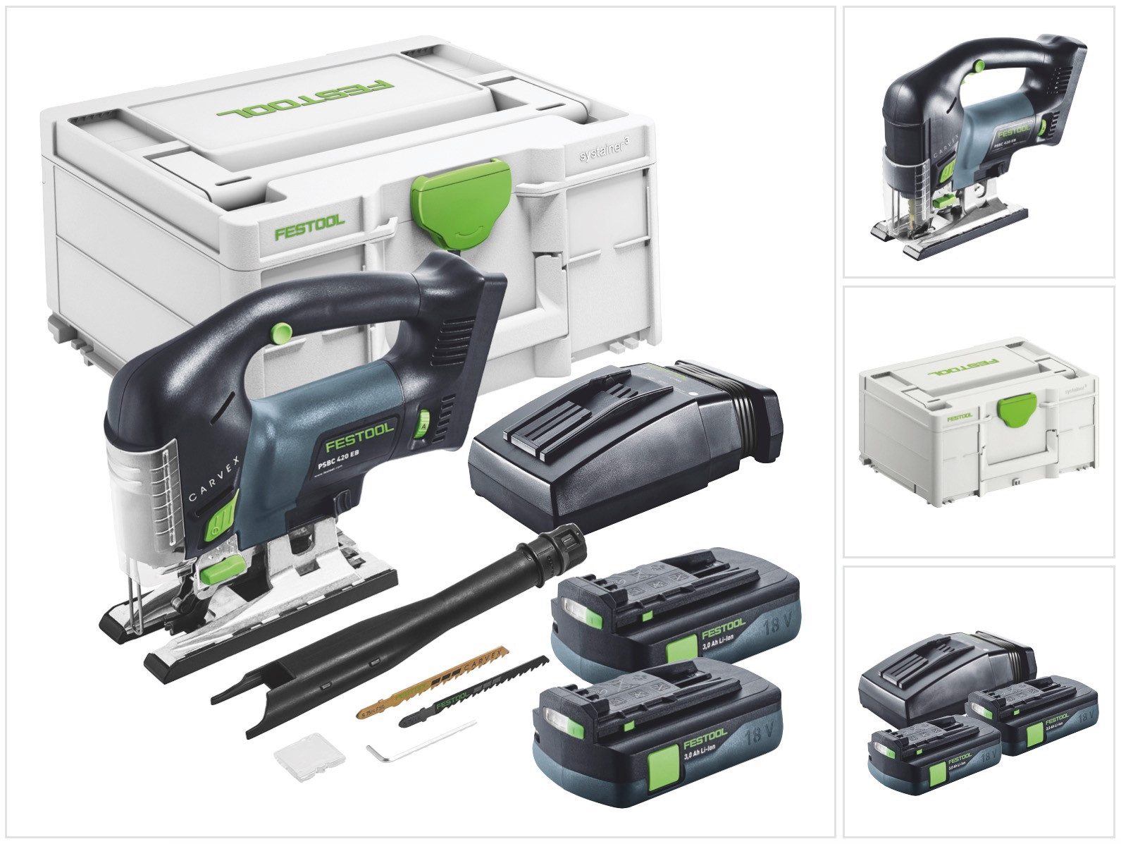 FESTOOL Kompakt-Handkreissäge CARVEX PSBC 420-Basic Akku Pendelstichsäge 18 V 120 mm Brushless + 2x