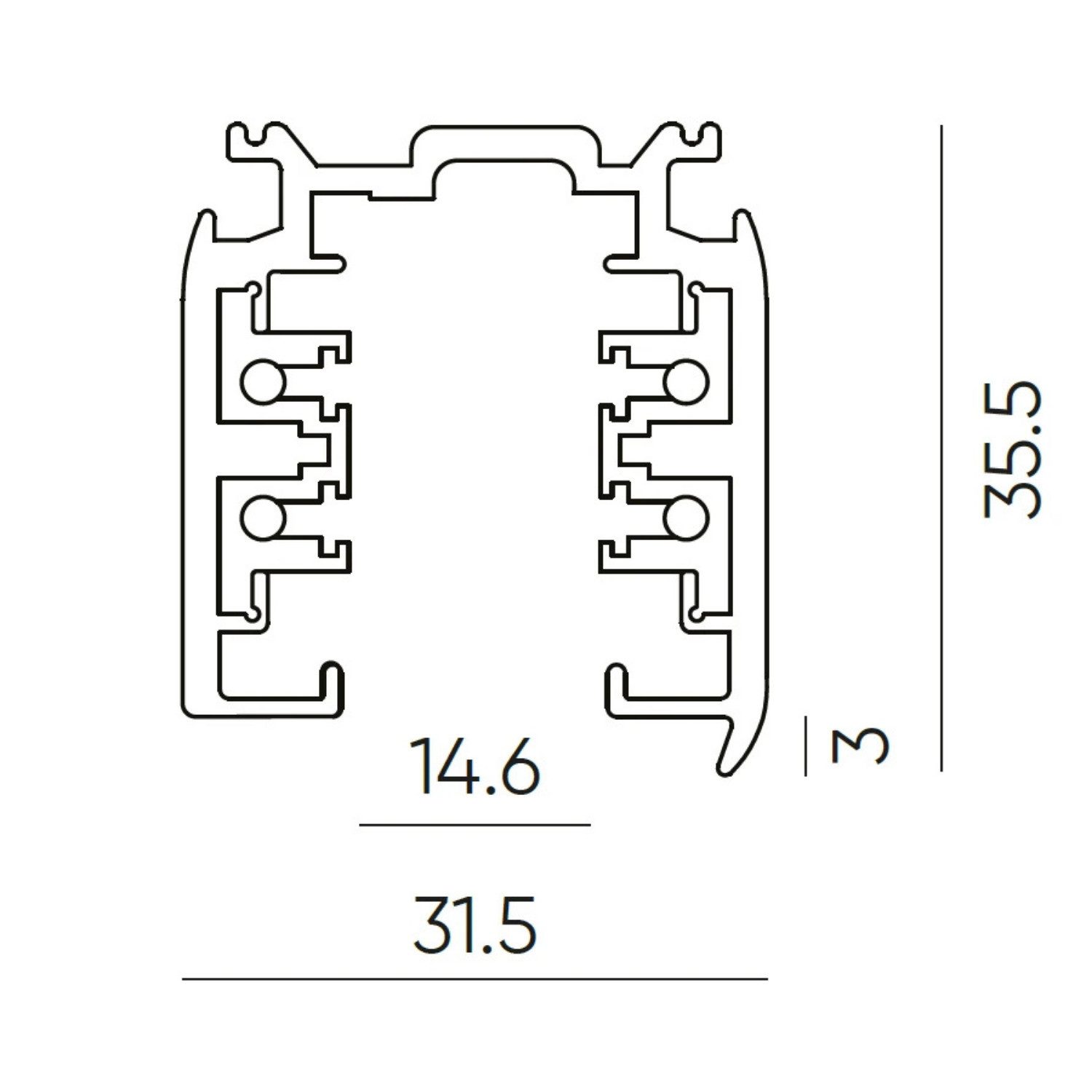 LED-Line Schienensystem-Leuchten LUMICANTO Schienenlicht, 3-Phasen-Stromschiene Aluminium/ 220-240V/ 1m