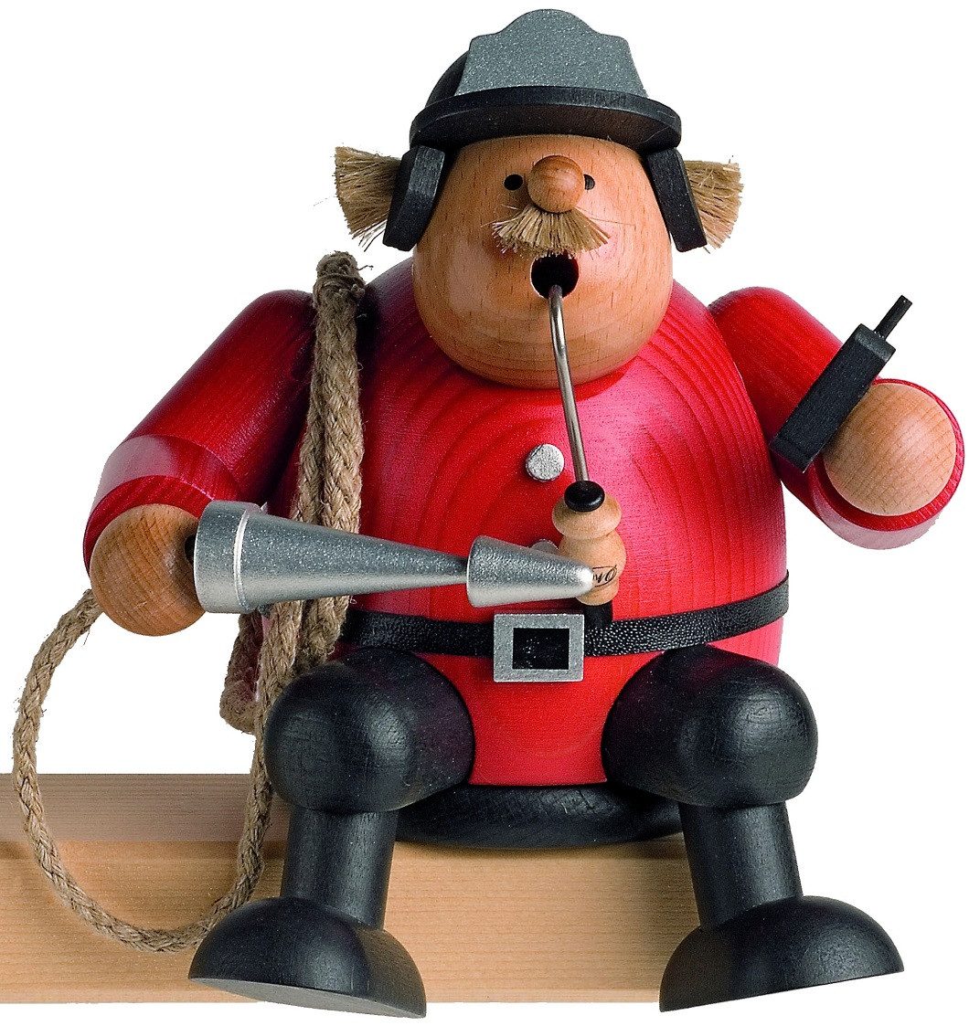 KWO Kunstgewerbe Werkstätten Räuchermännchen KWO Räuchermann Kantenhocker Feuerwehrmann, Handarbeit aus dem Erzgebirge