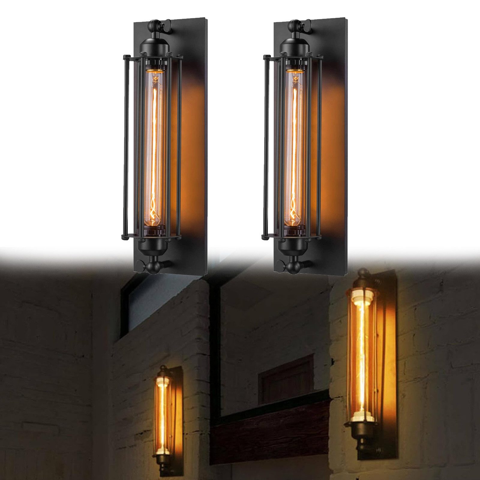 Jibenhome Wandleuchte Industrielle Wandbeleuchtung E27 Metall Retro Vintage günstig online kaufen