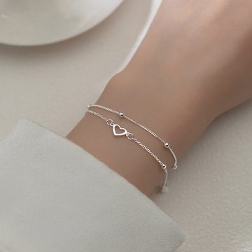 SOTOR Silberarmband Love Silber Armband Hohlperlen Herzform Armband (Länge verstellbar, inklusive Geschenkbox)