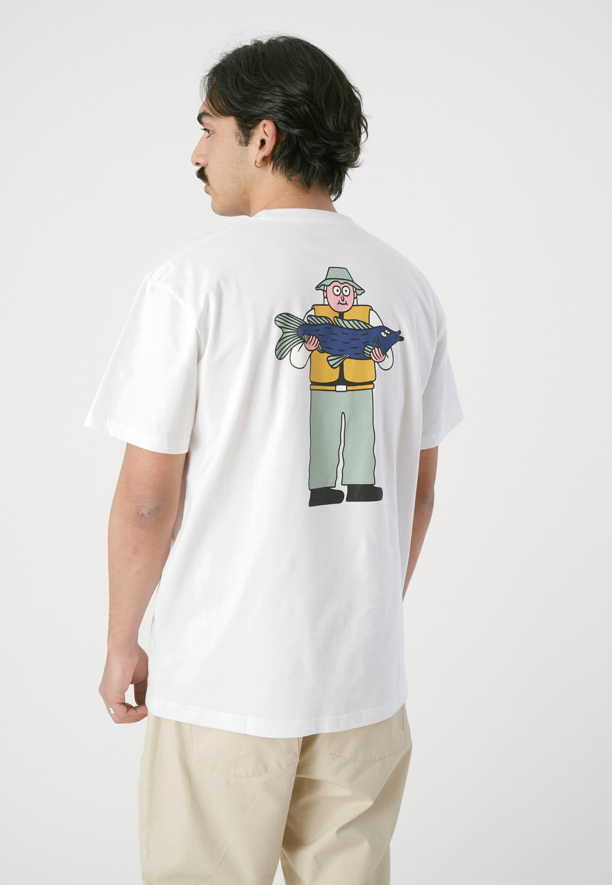 stylischem mit Fish weiß Cleptomanicx Big Print T-Shirt