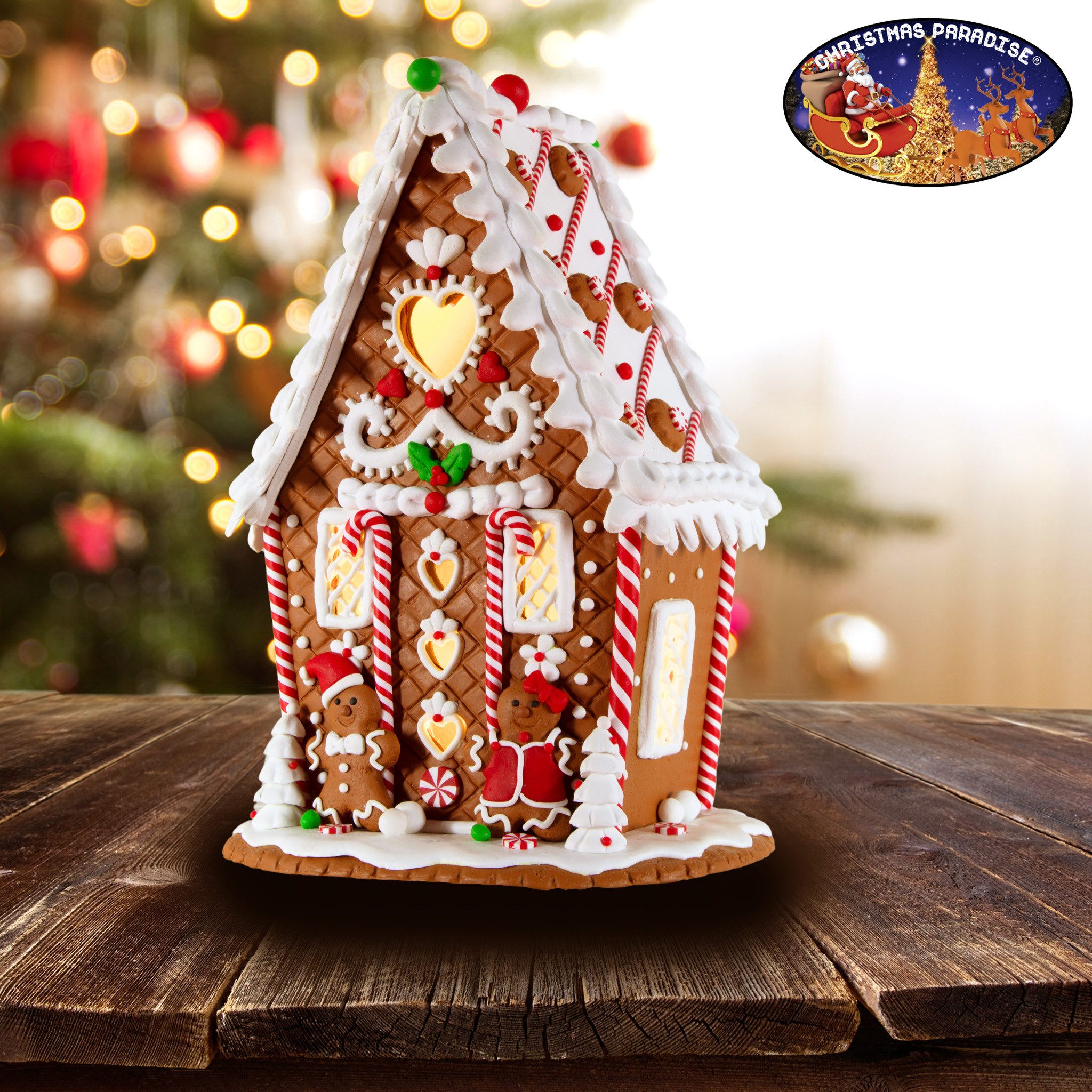 Weihnachtshaus LED Lebkuchenhaus 23cm bunt