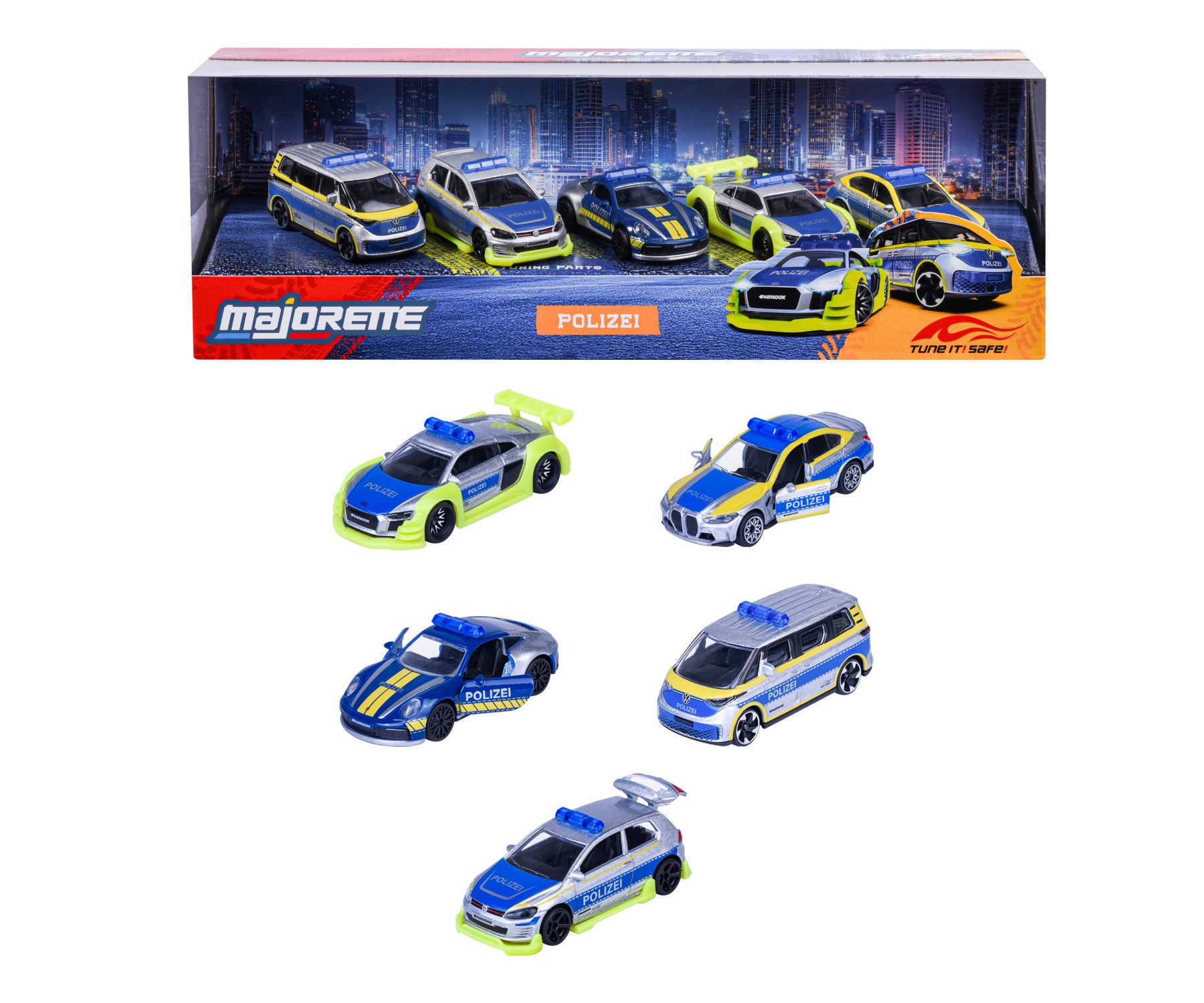 majORETTE Spielzeug-Auto Tune it Safe, (Set, 5-tlg)