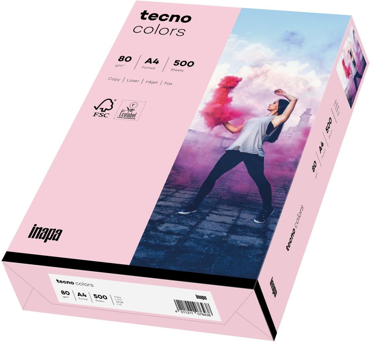 INAPA Kopierpapier Multifunktionspapier tecno colors A4 80 g/qm VE=500 Blatt hellrosa
