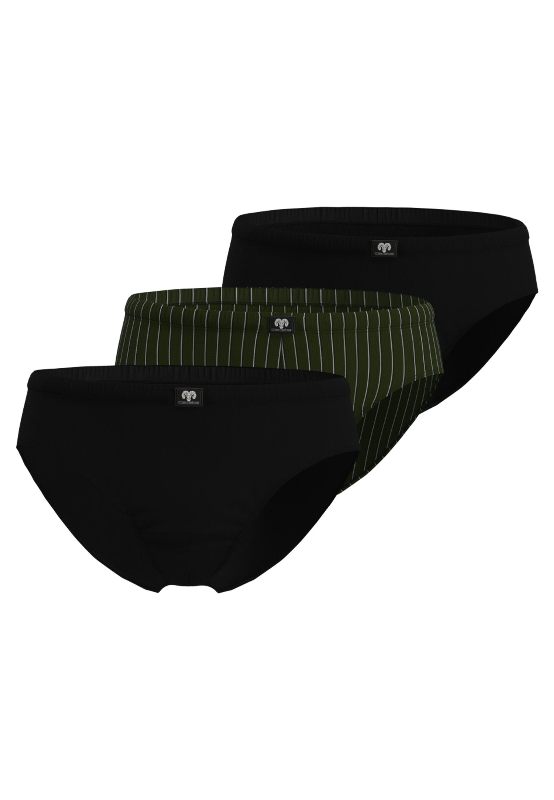 CECEBA Slip CECEBA Herren Slip grün längsgestreift 3er Pack (3-St)