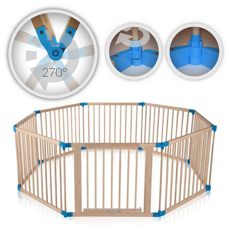 Baby Vivo Laufstall Laufgitter aus Holz 8 Elemente - individuell verstellbar - PREMIUM
