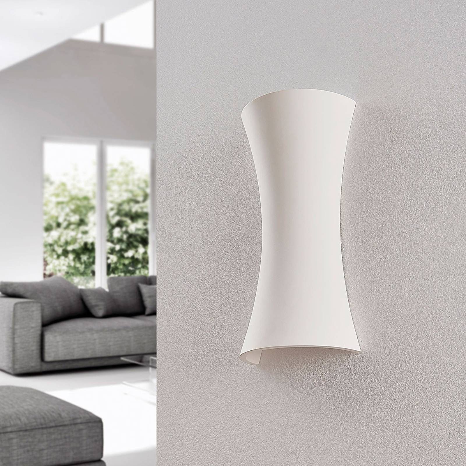 Lindby Wandleuchte Edon, Gips Weiß IP20, 2 x 8 W