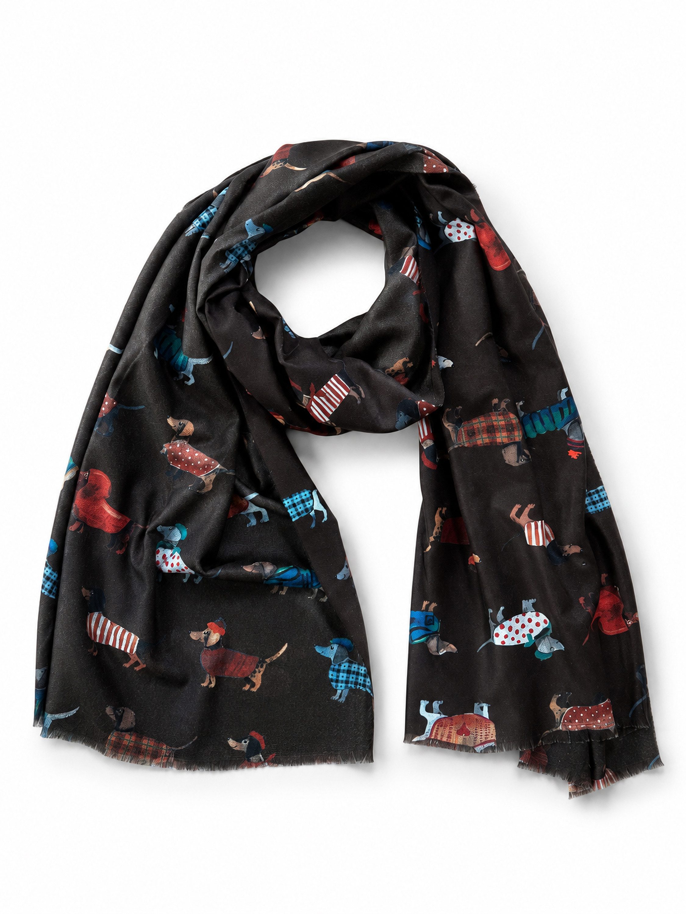 COLLEZIONE ALESSANDRO Modeschal Bodo, (1-St), warmer Winterschal mit Dackel-Print