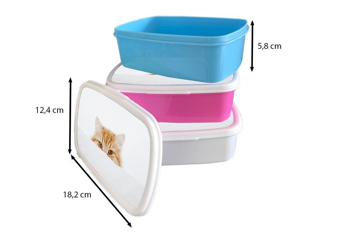 Kunststoff, (2-tlg), Weiß MuchoWow - Mädchen Kind, - für und - Lunchbox für und Katze Kinder - Mädchen Brotbox Erwachsene, Brotdose, Jungs - Rot Jungen