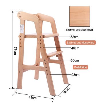 YOLEO Hochstuhl Hochstuhl Mitwachsender Holz Stuhl für kinder 2 - 12 Jahren