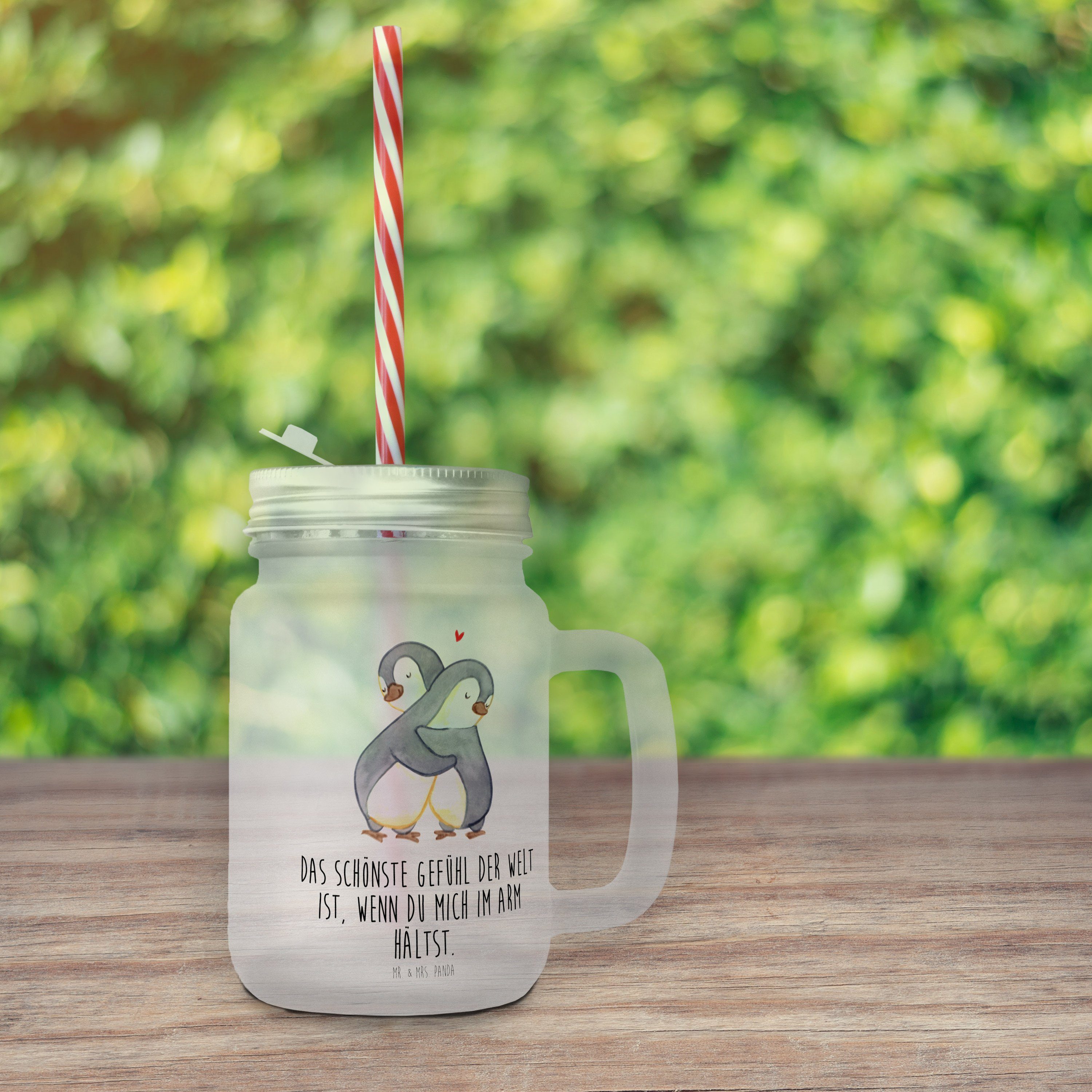 Mr. & Einrichtung, Geschenk, Pinguine Kuscheln Sommerparty - Premium Panda - Glas Mrs. Glas Transparent