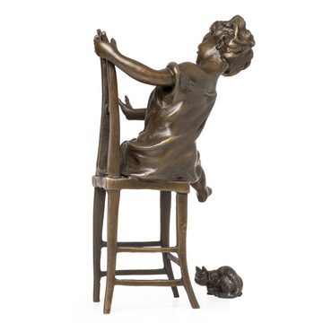 Moritz Skulptur Glückliche Katze und Mädchen, Bronzefiguren Bronze Skulptur Figur Kunstwerk Dekoration Statue