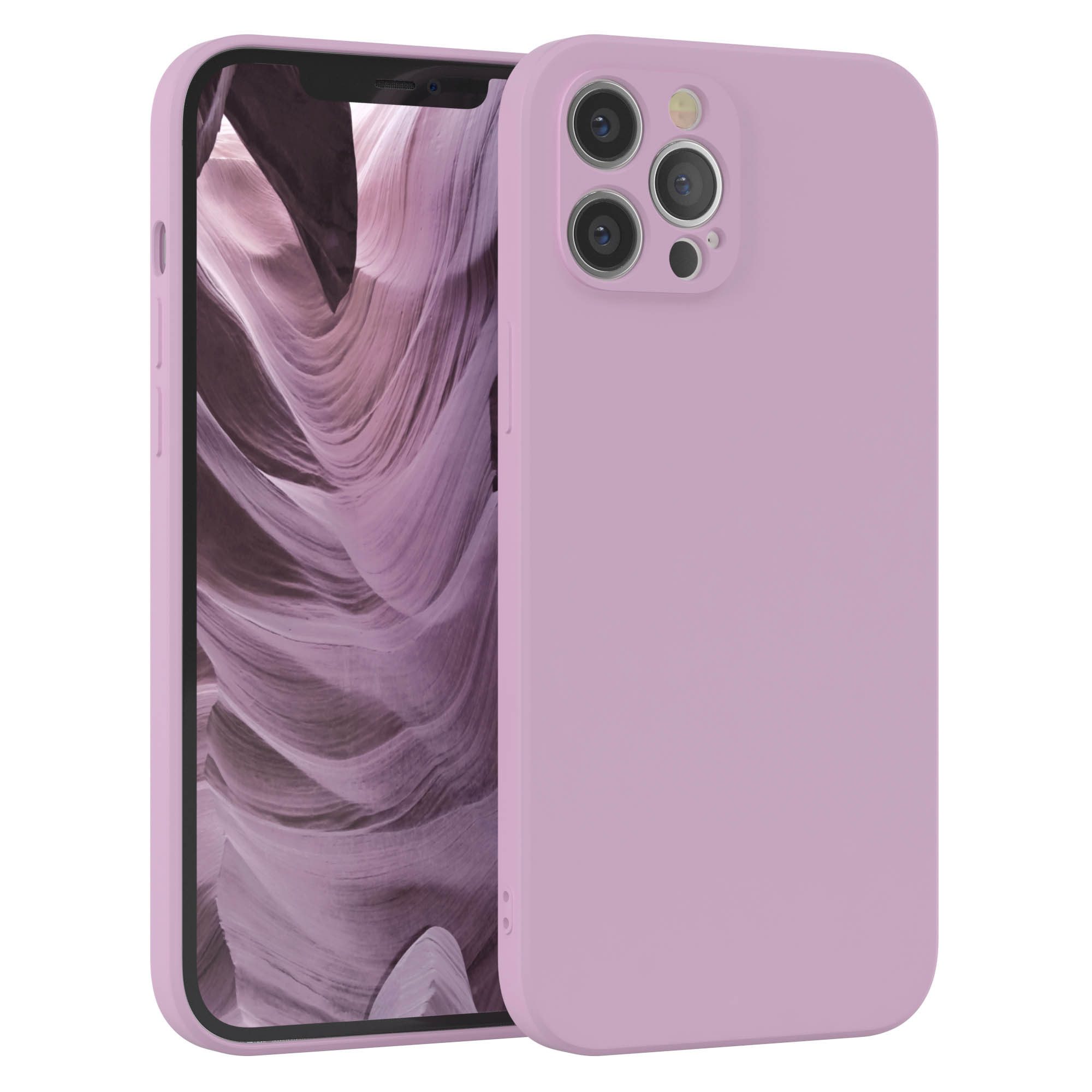 EAZY CASE Handyhülle für Apple iPhone 12 Pro Max Hülle Silikon 6,7 Zoll, Hülle mit Kameraschutz handycover Soft Smart Slimcover Lila / Flieder