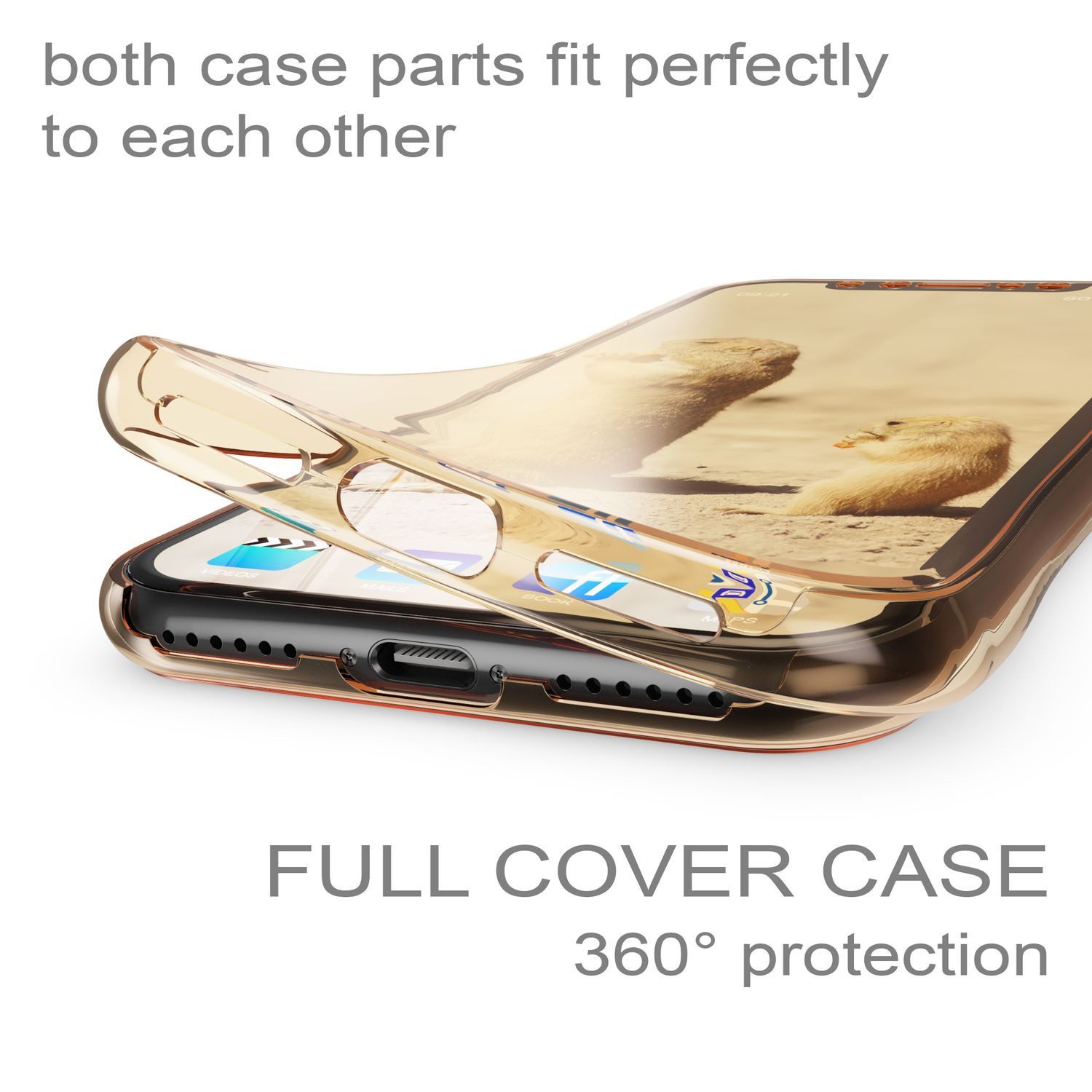 Nalia Smartphone-Hülle Apple iPhone XR 15,5 cm (6,1 Zoll), Transparente 360 Grad Silikon Hülle / Rundumschutz / Full Cover Etui