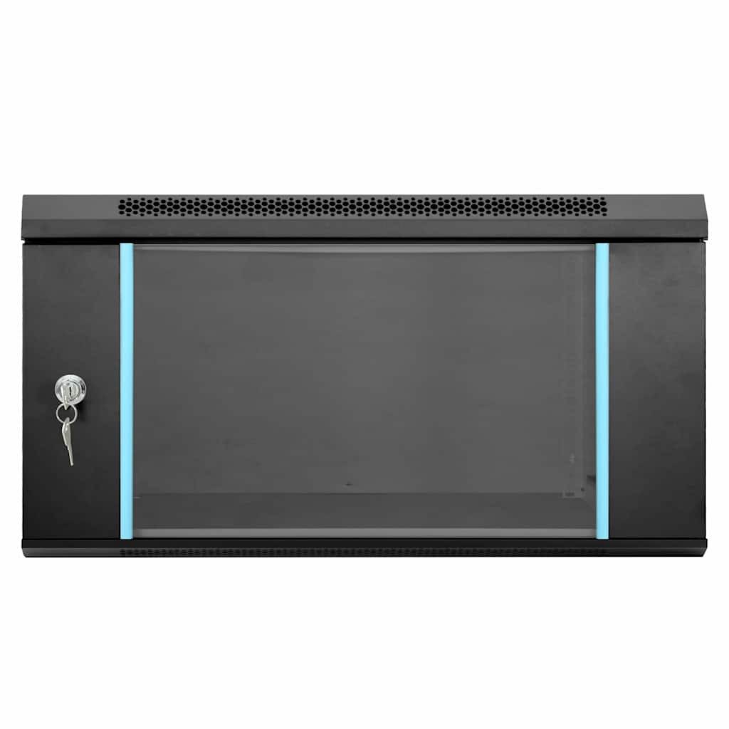 vidaXL Netzwerkschrank mit Speicher Schwarz 60 x 60 x 35 cm Stahl Netzwerk-Adapter