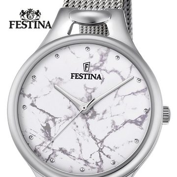 Festina Quarzuhr Festina Damen Uhr F16950/E Stahl, Damen Armbanduhr rund, Edelstahlarmband silber
