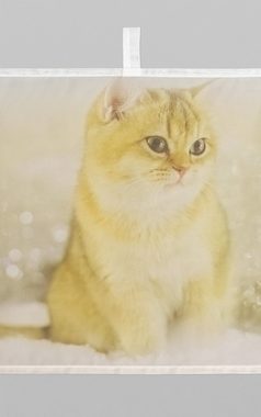 Scheibengardine Katze im Schnee, LYSEL®, (1 St), transparent, HxB 45x120cm