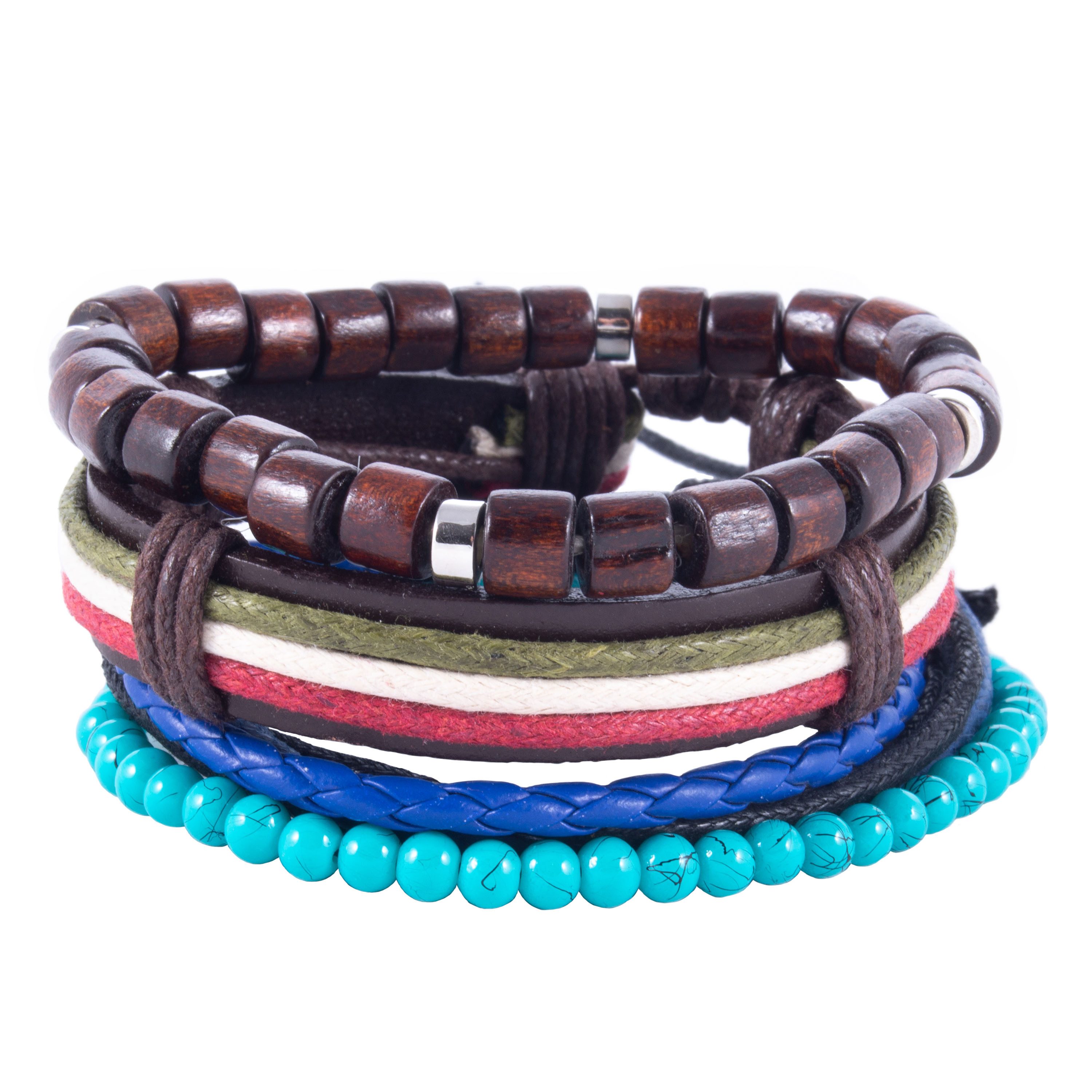 ELANOX Armband Lederarmband Surferarmband mit Holzperlen Ökoleder Herren Frauen Damen