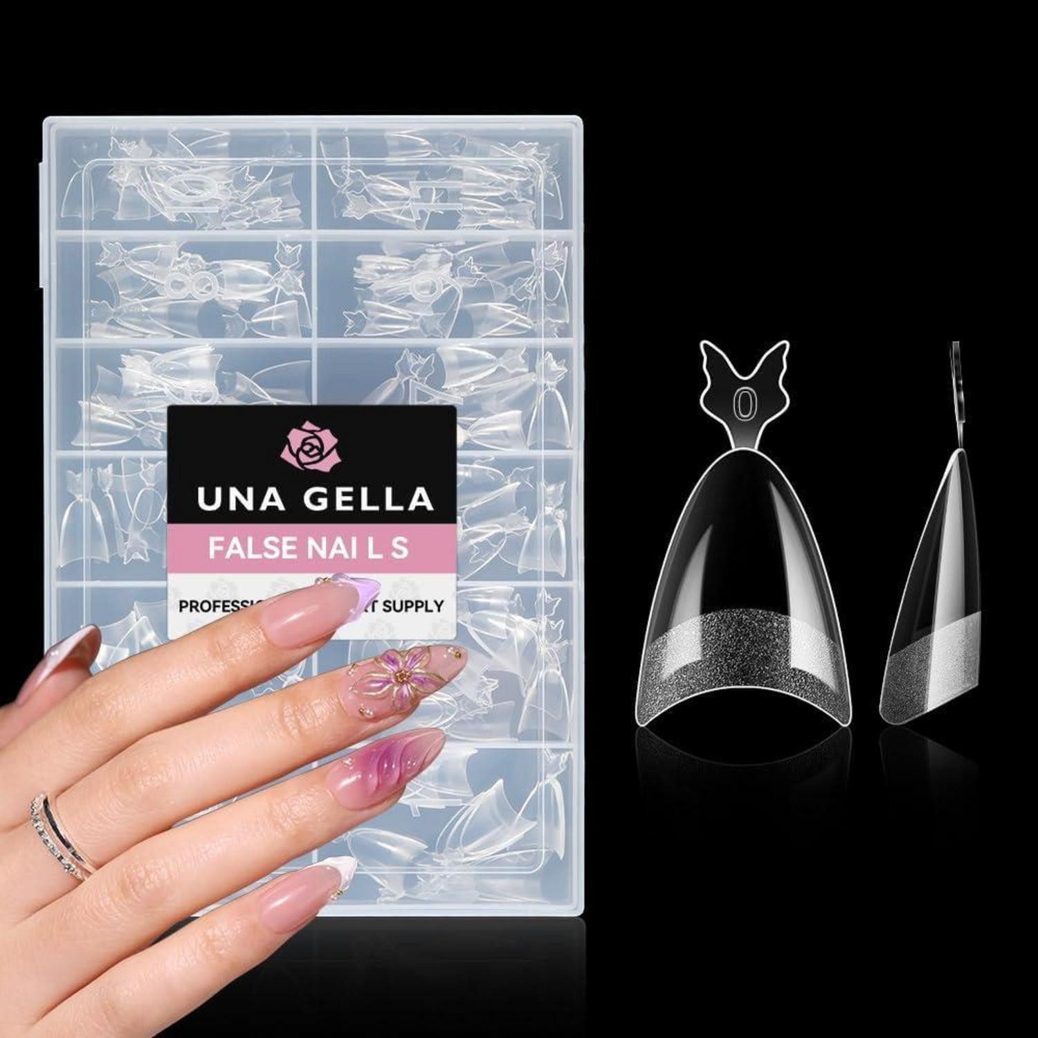 LuxusKollektion Kunstfingernägel Tips Gelnägel 216 Stück Mandel Gel Press On Halb-Mandel