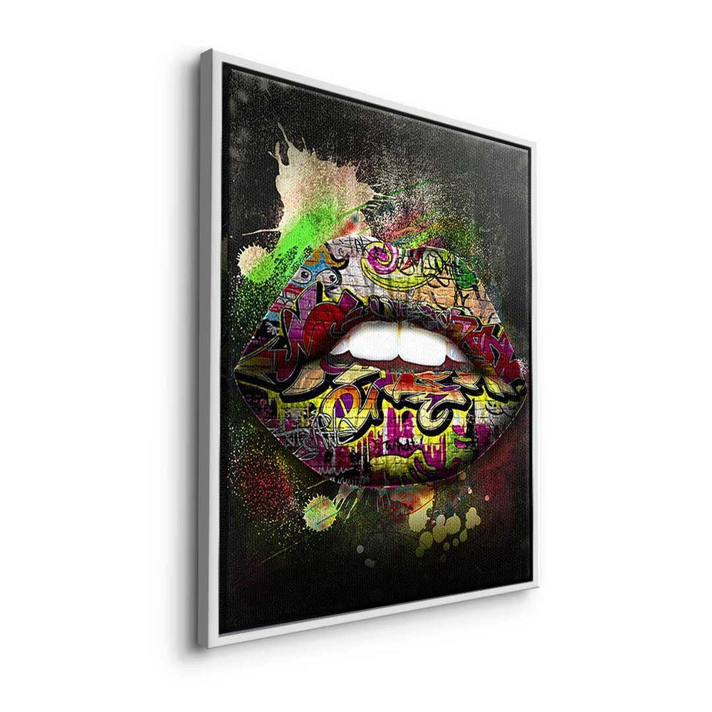 ohne Rahmen Art DOTCOMCANVAS® Leinwandbild, Graffiti - - Pop Premium Wandbild - modernes Leinwandbild Lips