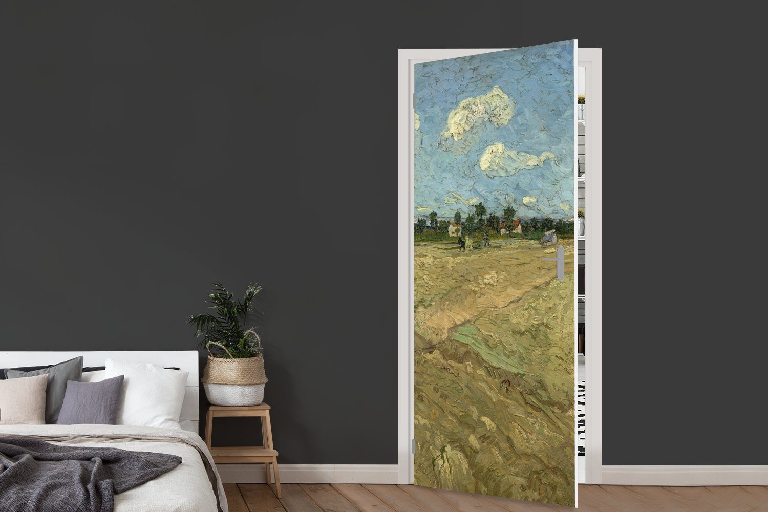 Felder Gogh, Matt, cm (1 Gepflügte St), Türtapete van - Vincent MuchoWow Fototapete 75x205 Tür, für bedruckt, Türaufkleber,