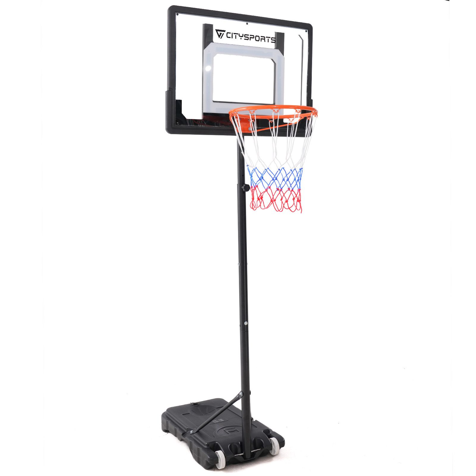 CITYSPORTS PRO Basketballkorb für Kinder/Jugendliche/Erwachsene, Basketballkorb mit Transportrollen, Basketballständer Höhenverstellbar, Gewichte können hinzugefügt werden
