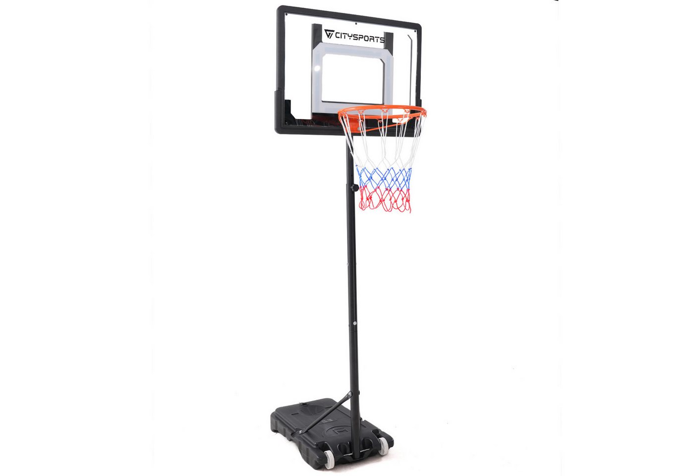 CITYSPORTS Basketballkorb für Kinder/Jugendliche/Erwachsene, Basketballkorb mit Transportrollen, Basketballständer Höhenverstellbar, Gewichte können hinzugefügt werden