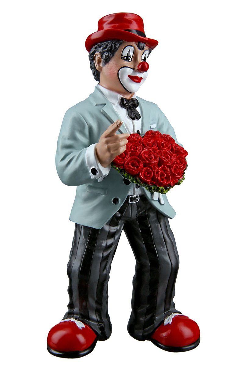 Kunstharz Höhe idee geschenk Rosenherz mit Clown Figur Dekoobjekt GILDE 15cm