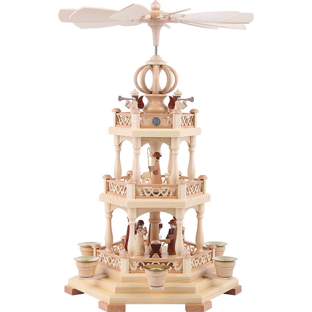 Müller Kleinkunst GmbH Seiffen Weihnachtspyramide 3-stöckige Pyramide Heilige Geschichte (44cm) von Müller Kleinkunst