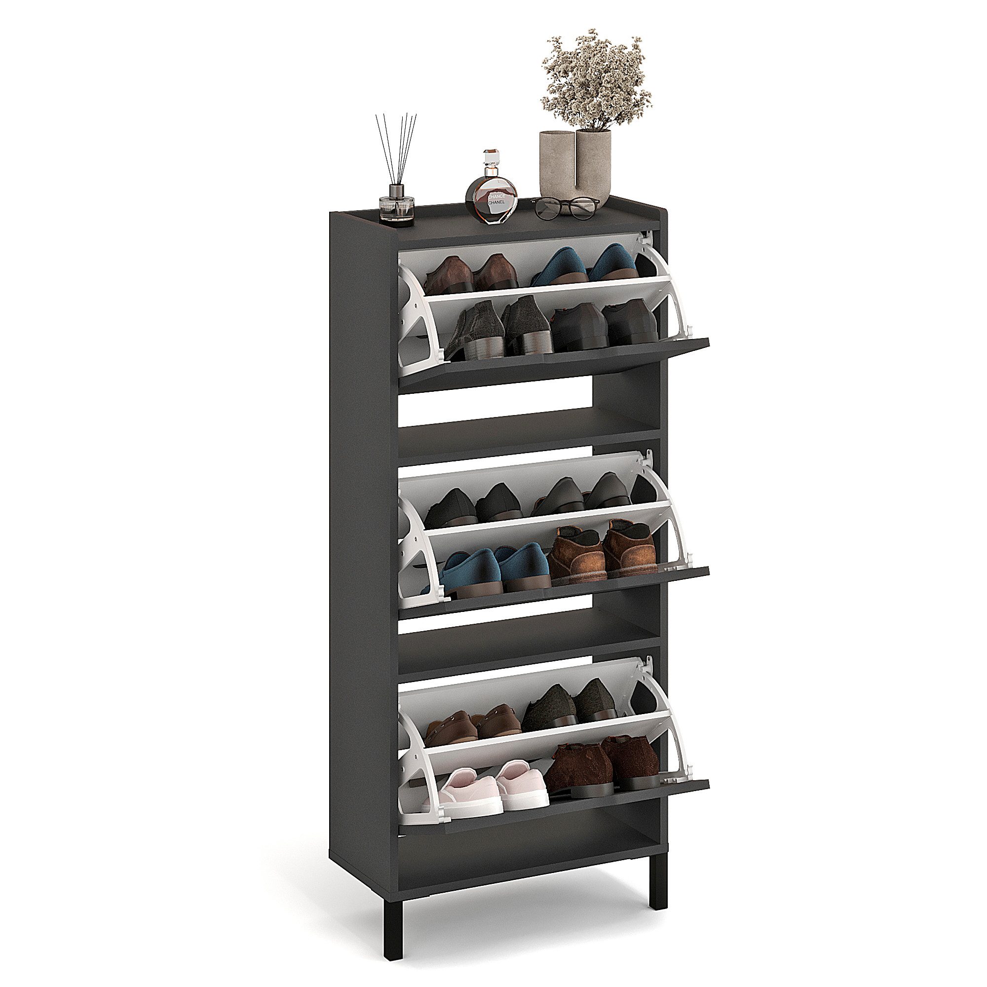 KOMTO Schuhschrank Madrid 3 Schmal Schuhregal günstig online kaufen
