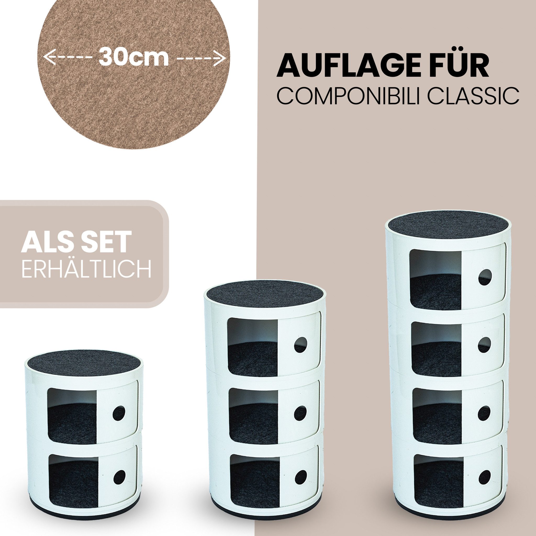 Easy and Green Nachttisch Rund Filzauflage günstig online kaufen