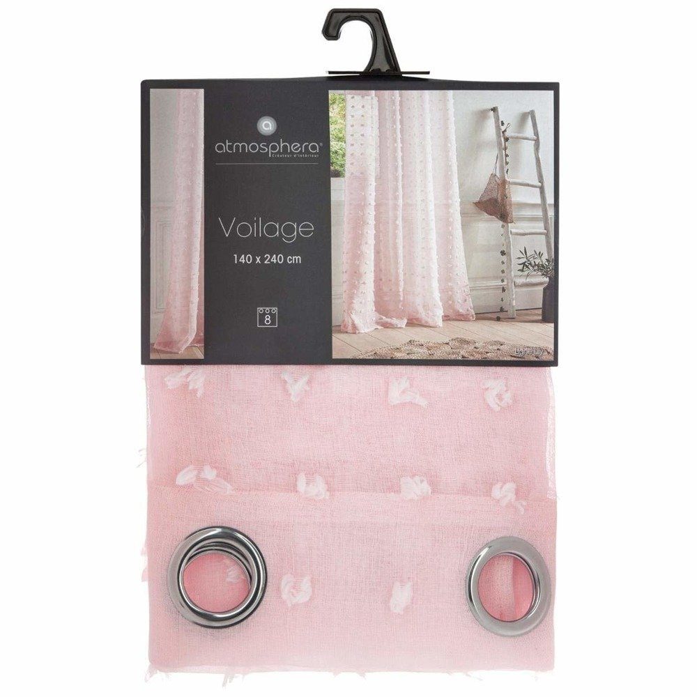 Atmosphera Créateur d'intérieur Gardine Voilage Rose Lily 140X240 - Rose Clair (1 St), modern