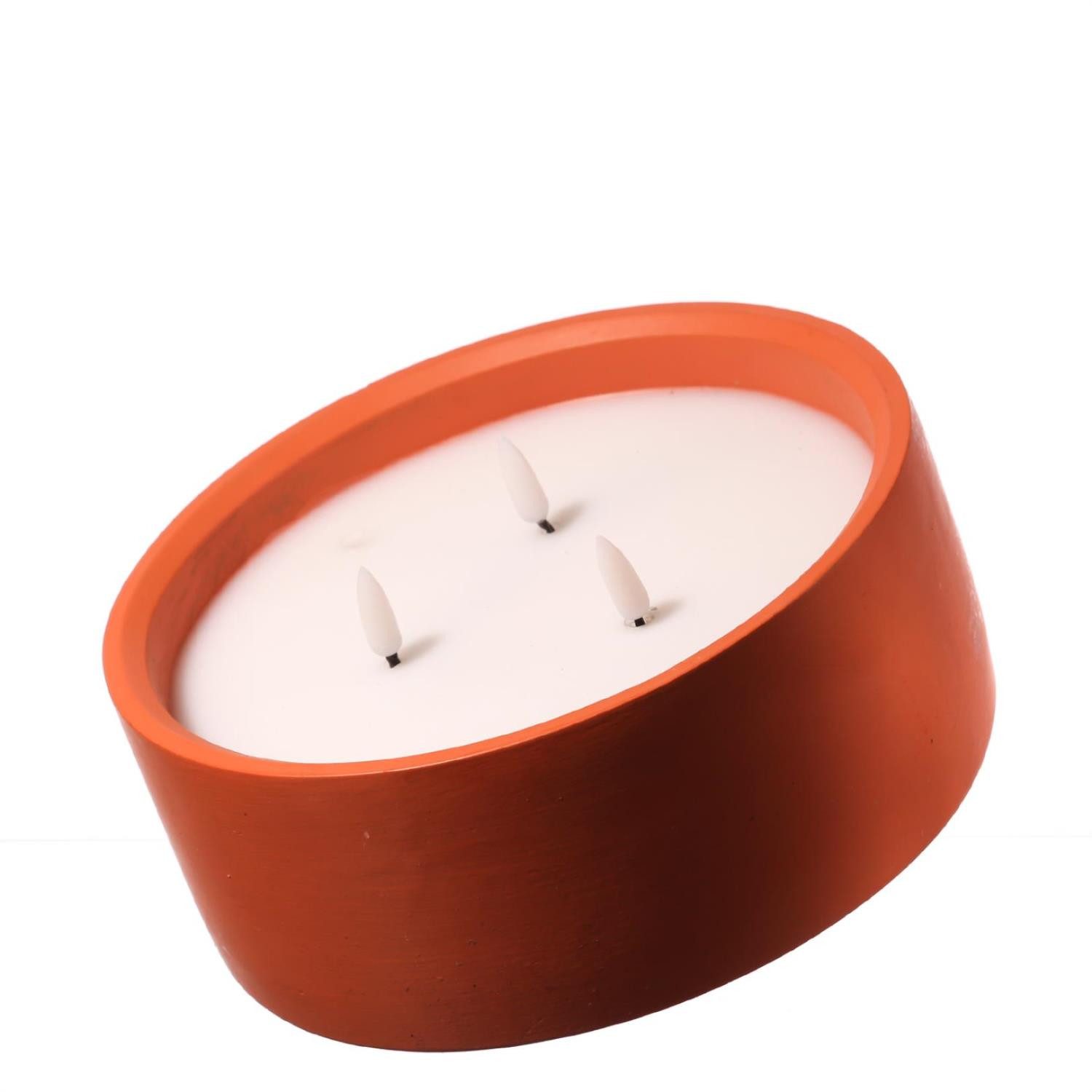 MARELIDA LED-Kerze XXL in Betonoptik Zement Wachs 3 Docht Flamme Timer D: 20cm terracotta (1-tlg)