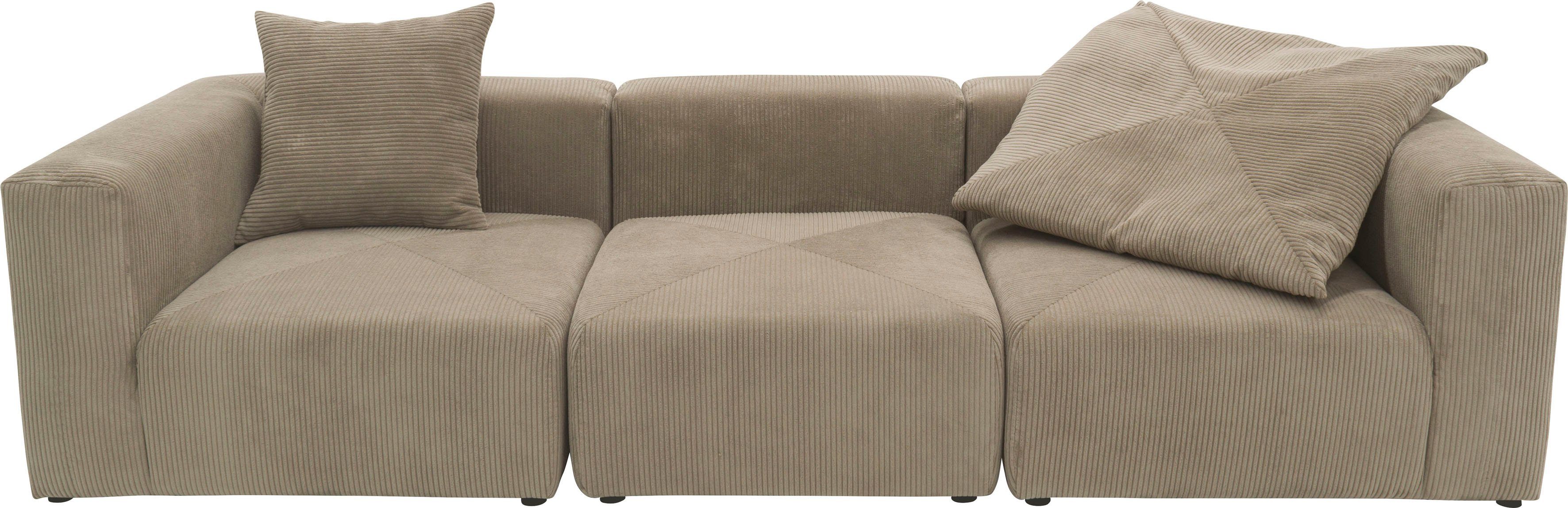 RAUM.ID Big-Sofa Gerrid, Cord-Bezug, bestehend Mittelelement ein Eck- 2 schlamm Modulen: aus und