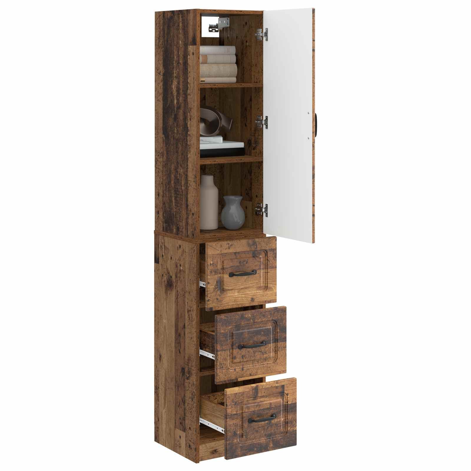 vidaXL Highboard 33 x 34,5 x 87 cm Highboard Hochschrank Schrankset 2er Set Altholz 33x