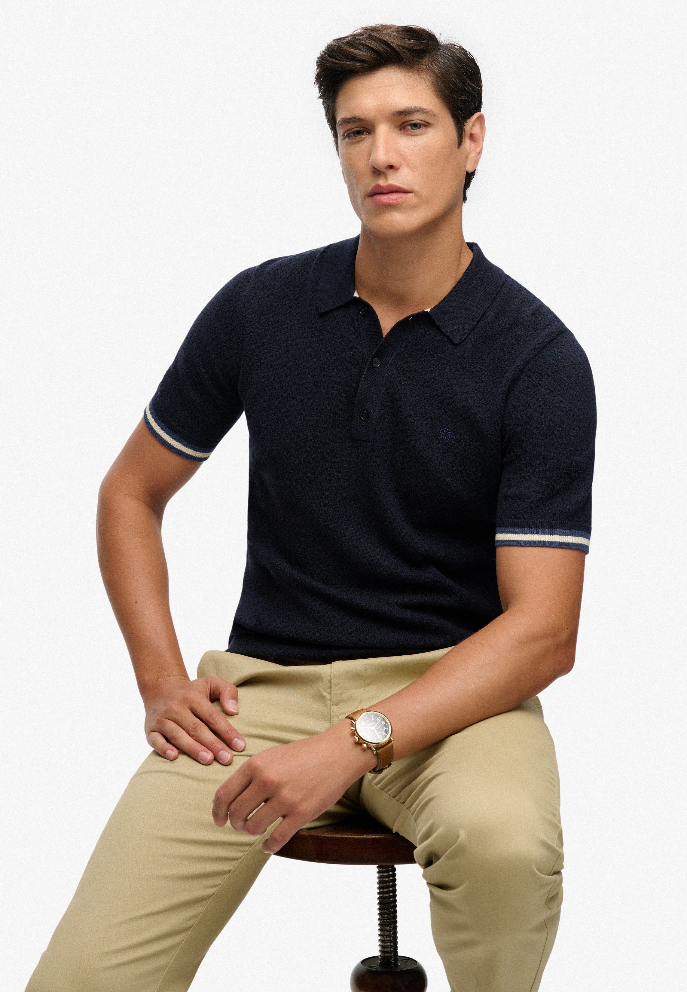 Superdry Poloshirt KNITTED TEXTURE S/S POLO Baumwolle, relaxed fit