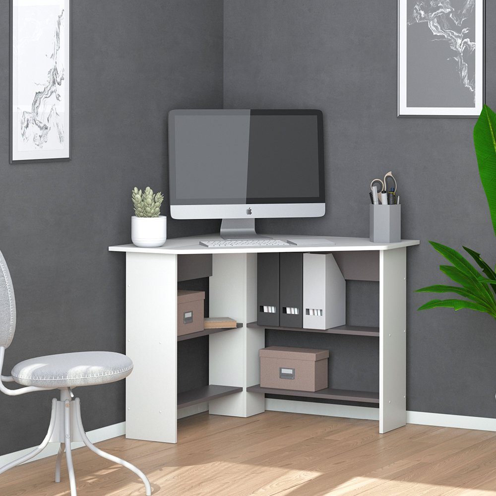 Vicco Eckschreibtisch Arion, Weiß/Anthrazit, 90 x 90 cm