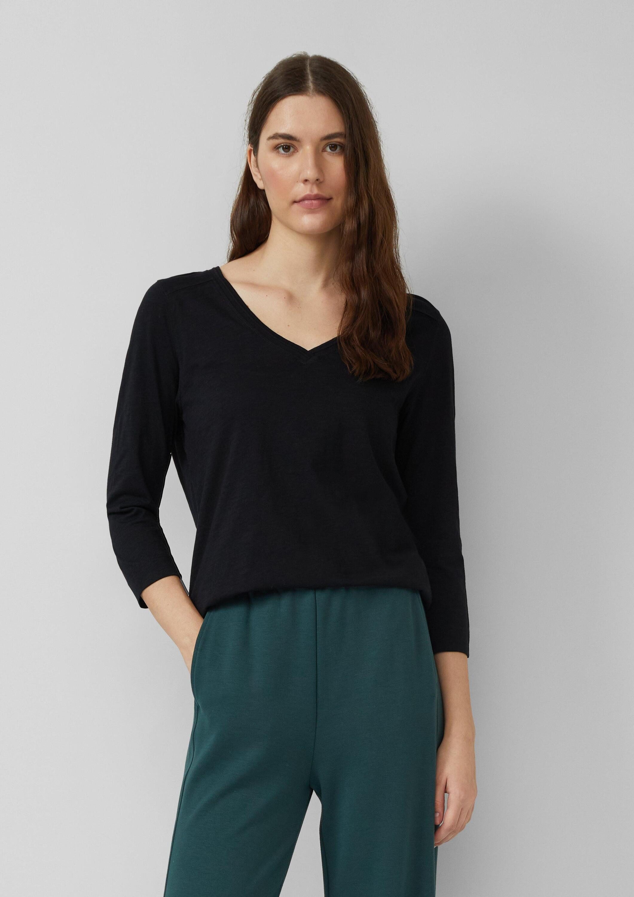 s.Oliver 3/4-Arm-Shirt T-Shirt 3/4-Armshirt aus Baumwoll-Flammgarn mit tief günstig online kaufen