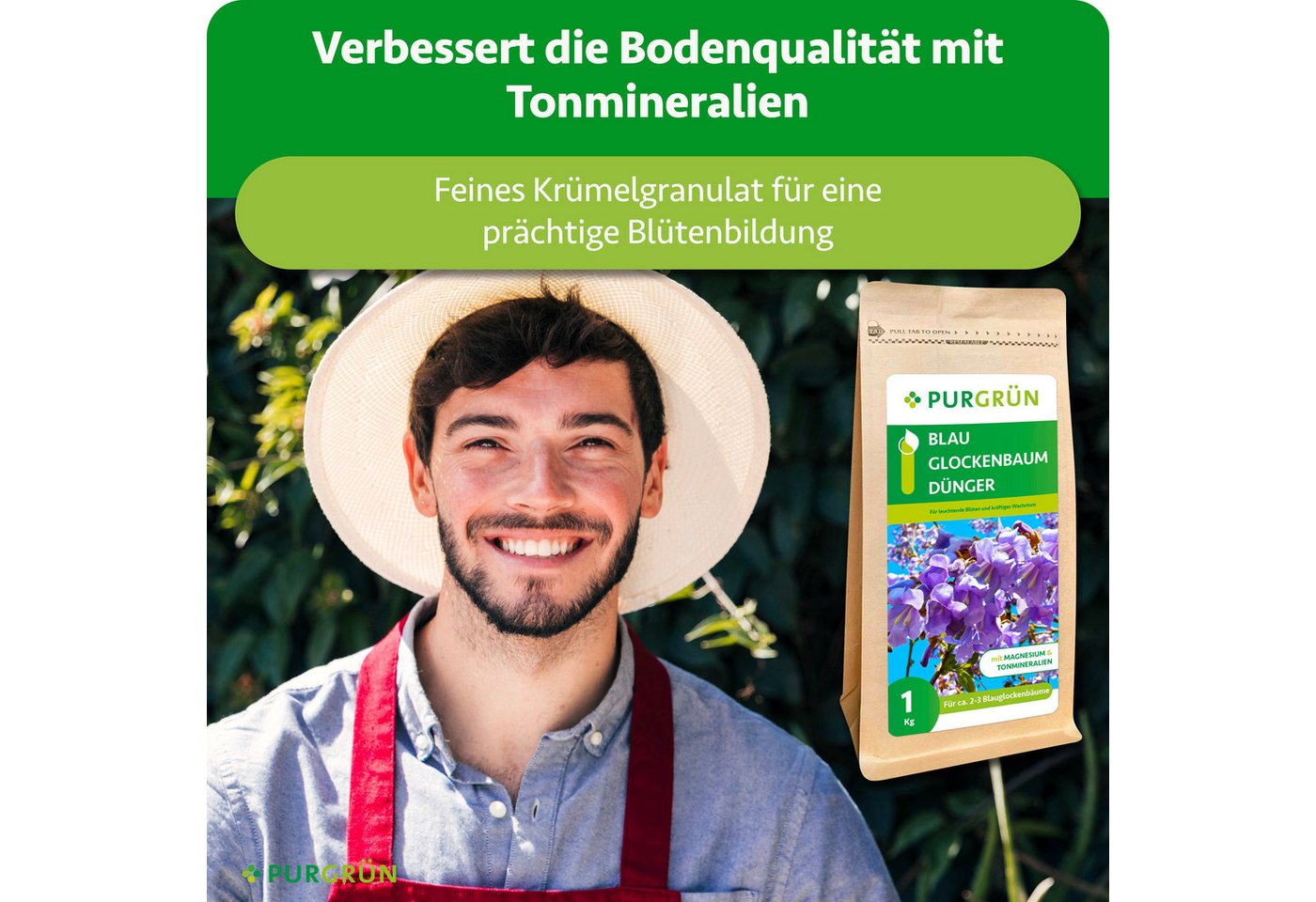 Thumbnail - Purgrün Gartendünger Purgrün Blauglockenbaum Dünger, NPK 5+4+6, Magnesium, 1 kg, Krümelgranulat, Extra Kalium für robust...