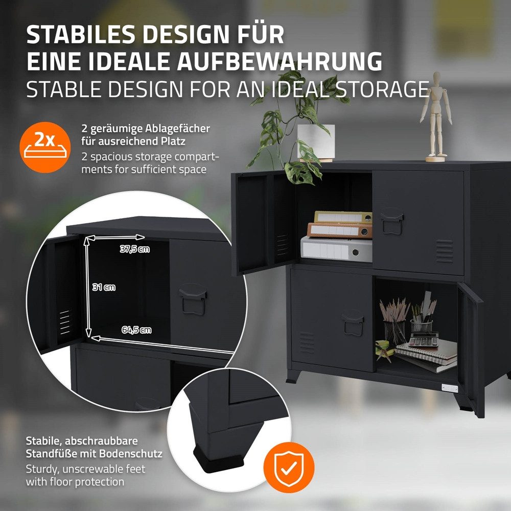 ML-DESIGN Aktenschrank Metallschrank mit Schubladen freistehender Aufbewahrungsschrank (1-St) Lagerschrank anthrazit Büroschrank Werkzeugschrank Stahlschrank