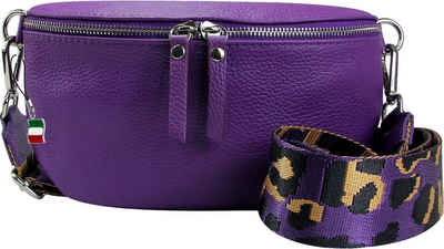 FLORENCE Gürteltasche Florence Echtleder Gürteltasche Damen (Gürteltasche), Damen Leder Gürteltasche, violett, mehrfarbig ca. 25cm