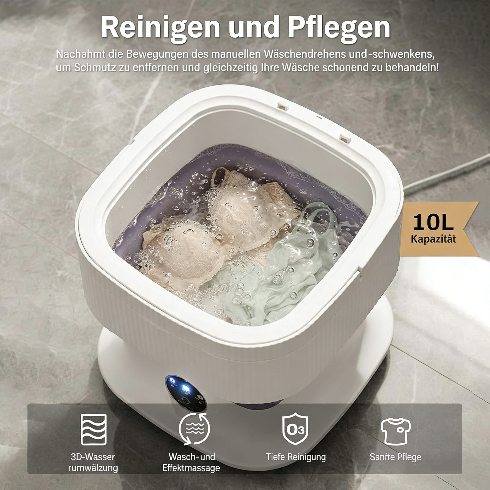 Kityhome Wäscheschleuder Mini Klappbare Waschmaschine 10L mit Touch & Schleuder, 2800 U/min, Klappbare, Mit Schleuderfunktion, Für Reise & Camping