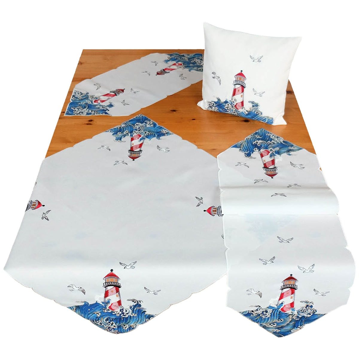 matches21 HOME & HOBBY Tischdecke Tischläufer YVONNE Leuchtturm Stickerei P günstig online kaufen
