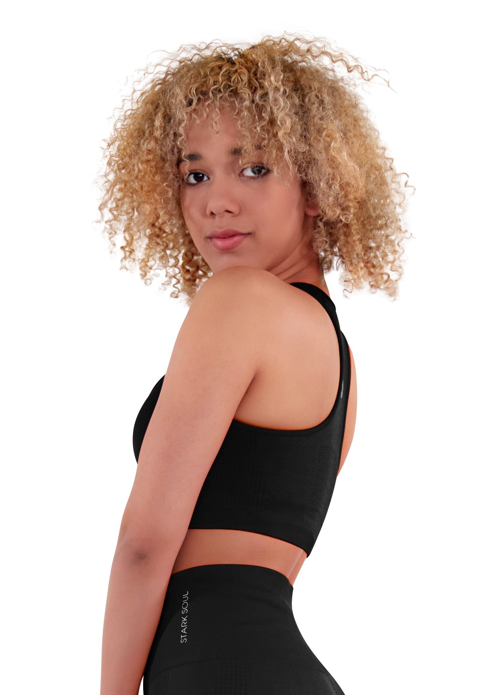 Stark Soul® Sporttop Cups Sport BH herausnehmbare "reflect" - Bra Sport Schwarz Racerback