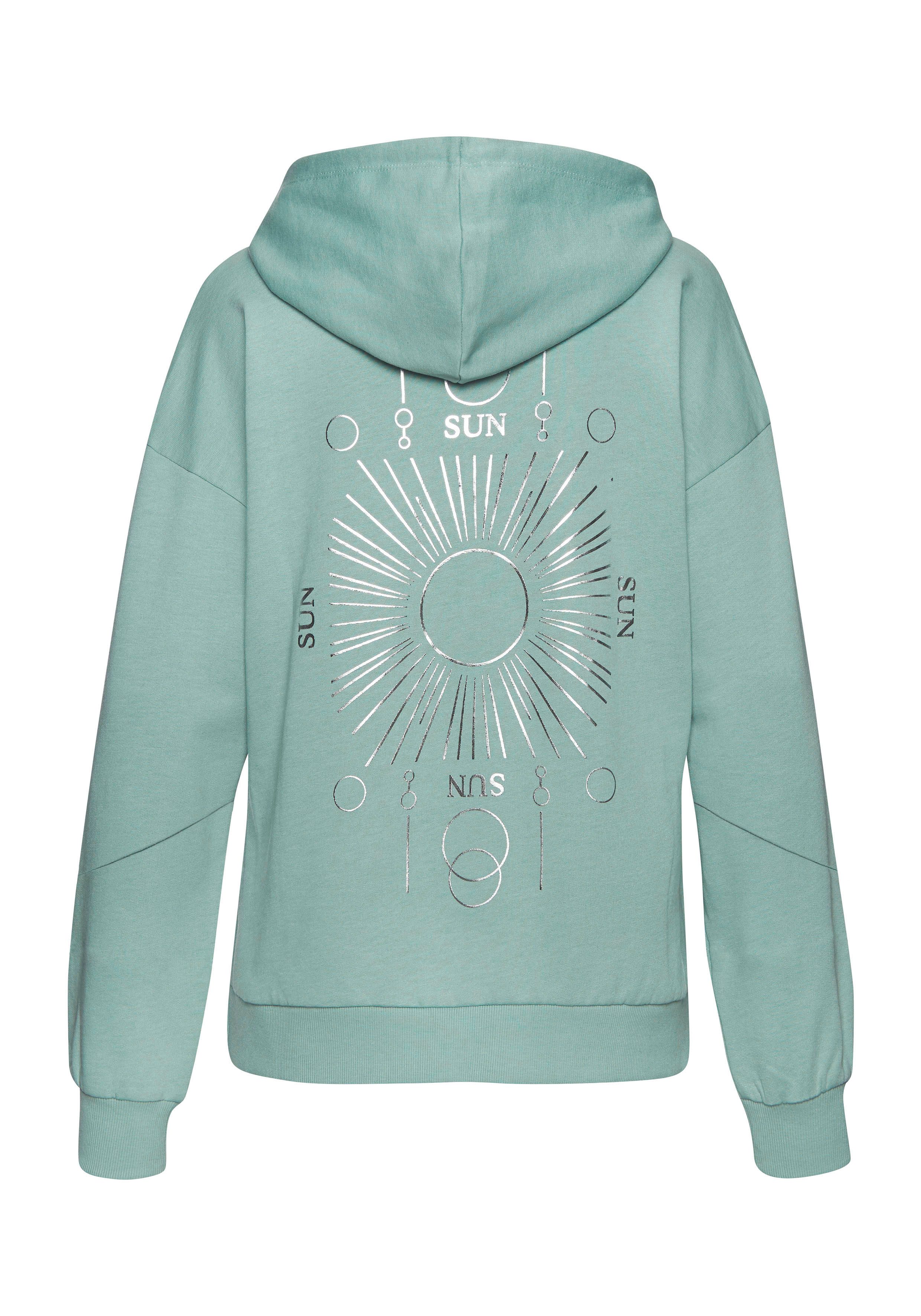 Buffalo Hoodie Kapuzensweatshirt mit großem Rückenprint- mit Glanz-Effekt, Loungewear
